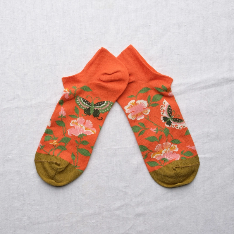 Orange Butterfly Ankle Socks