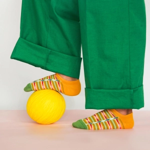 Socquettes Carreaux Curcuma