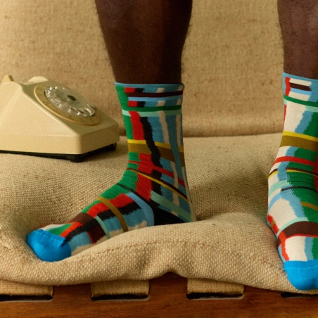 Chaussettes Carreaux Bleu Princier