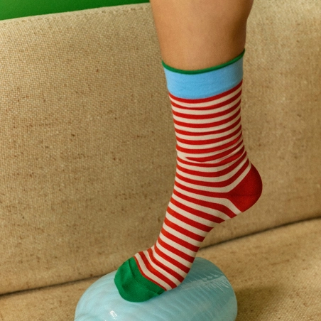 Chaussettes Rayures Vermillon