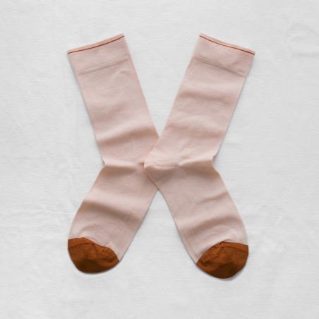 chaussettes - bonne maison -  uni rose bouton - rose - femme - homme - mixte