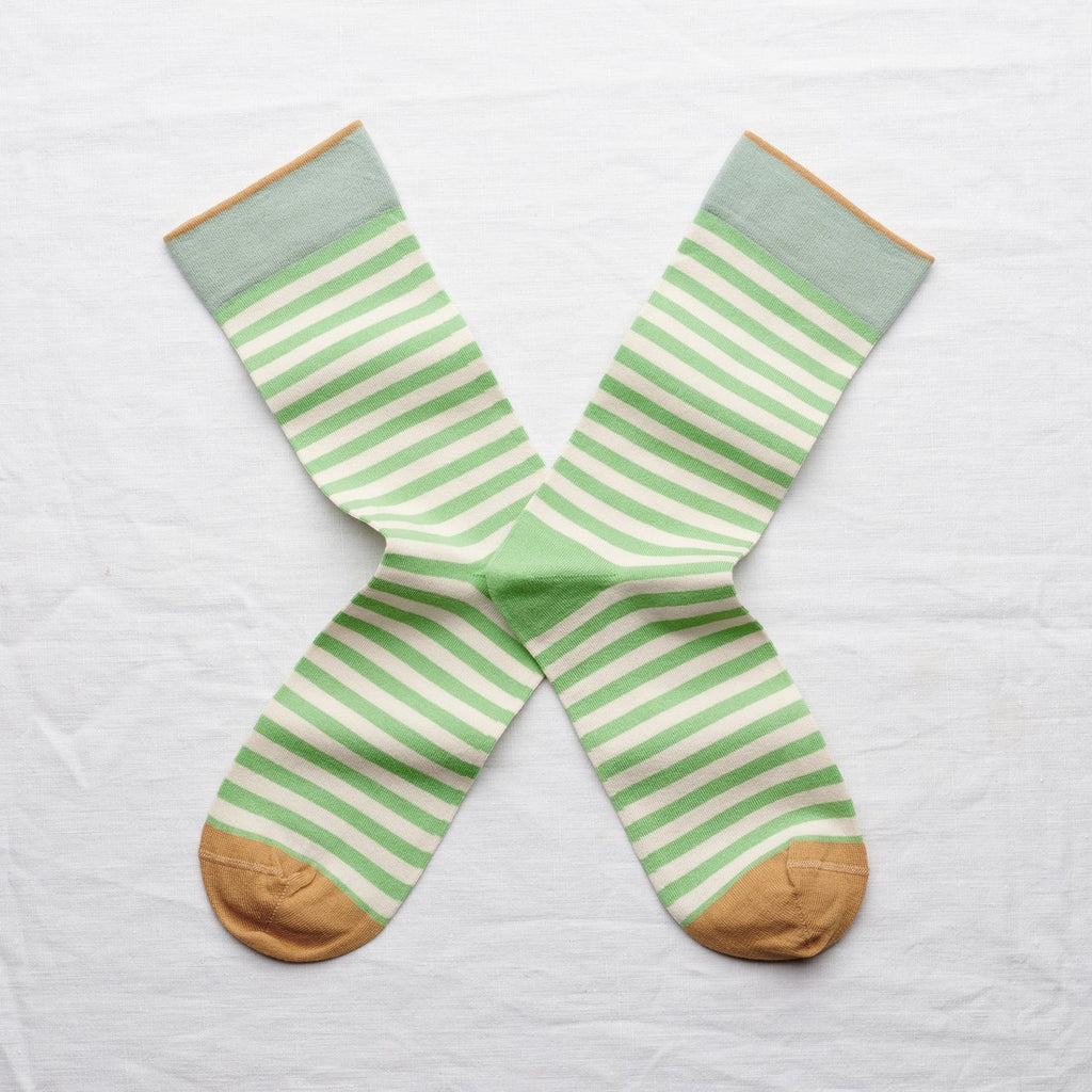chaussettes - bonne maison -  Rayure - Vert - femme - homme - mixte