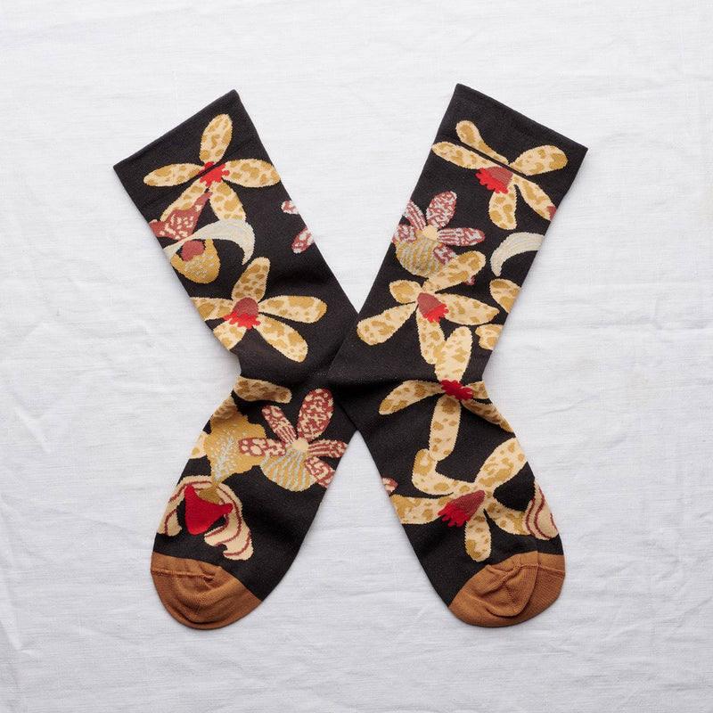 Black Faux Orchid Sock