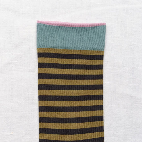 chaussettes - bonne maison -  Rayure - Vert - femme - homme - mixte