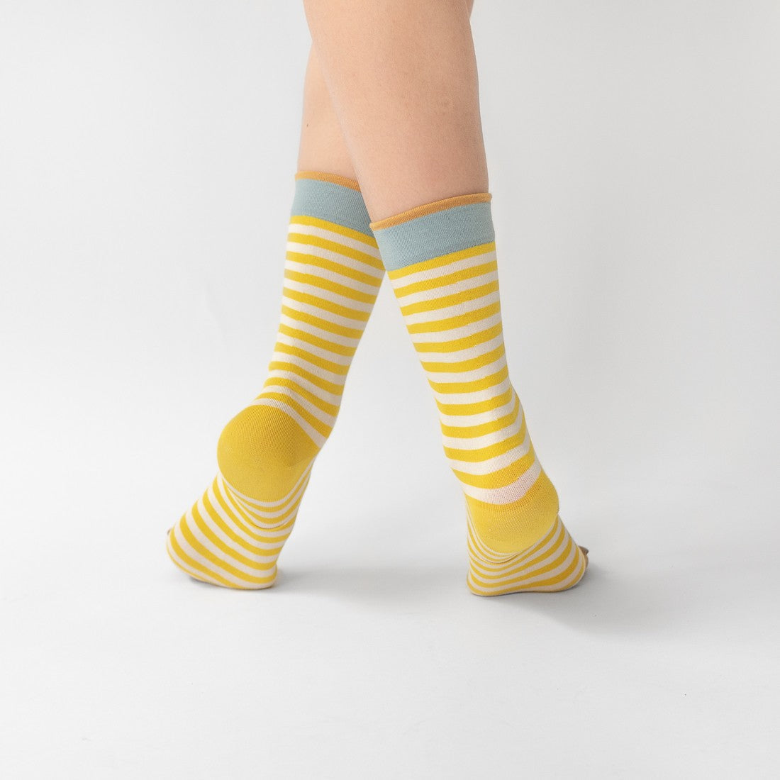 chaussettes - bonne maison - rayure - jaune - femme - homme - mixte