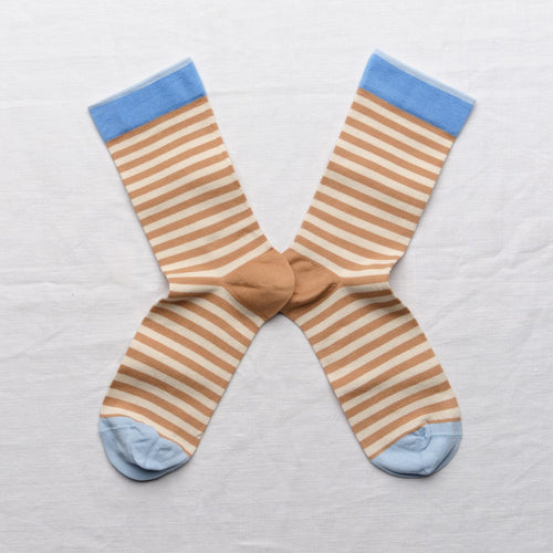 chaussettes - bonne maison -  Rayure - Marron - femme - homme - mixte