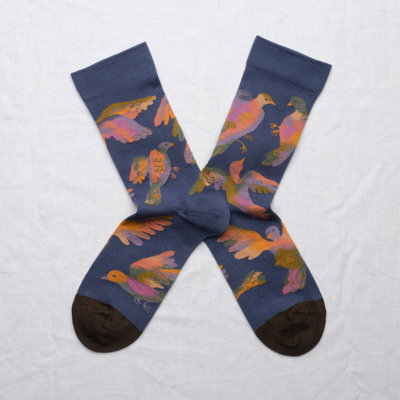 Denim Bird Socks
