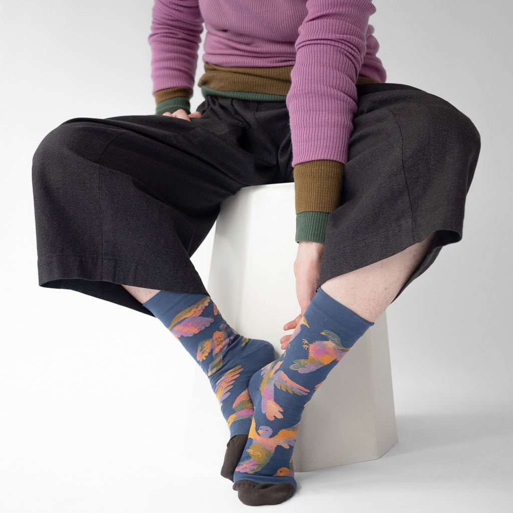 Denim Bird Socks