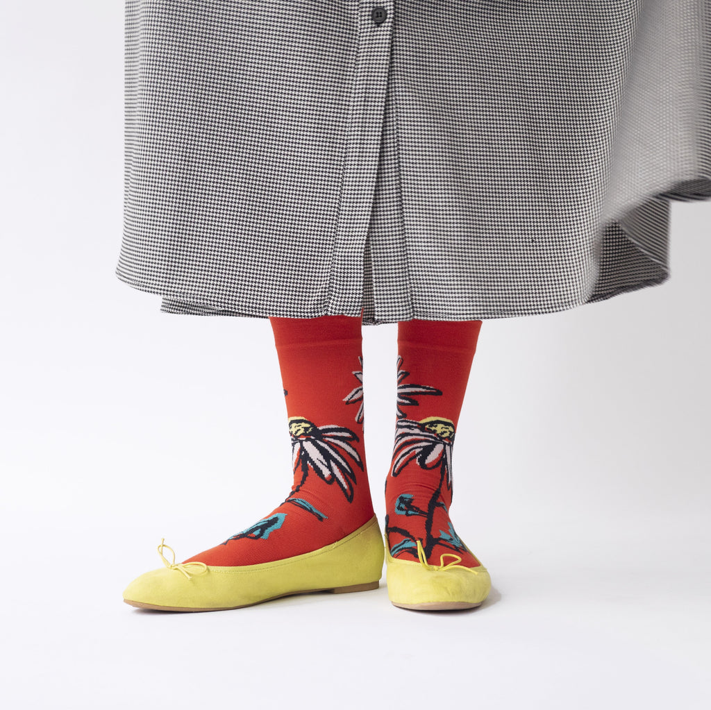 Vermilion Flower Sock