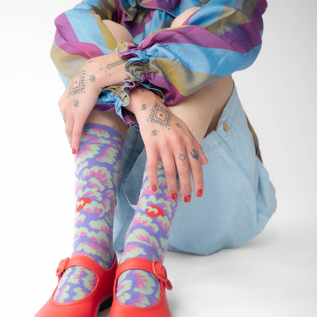 Chaussettes Pivoines iris
