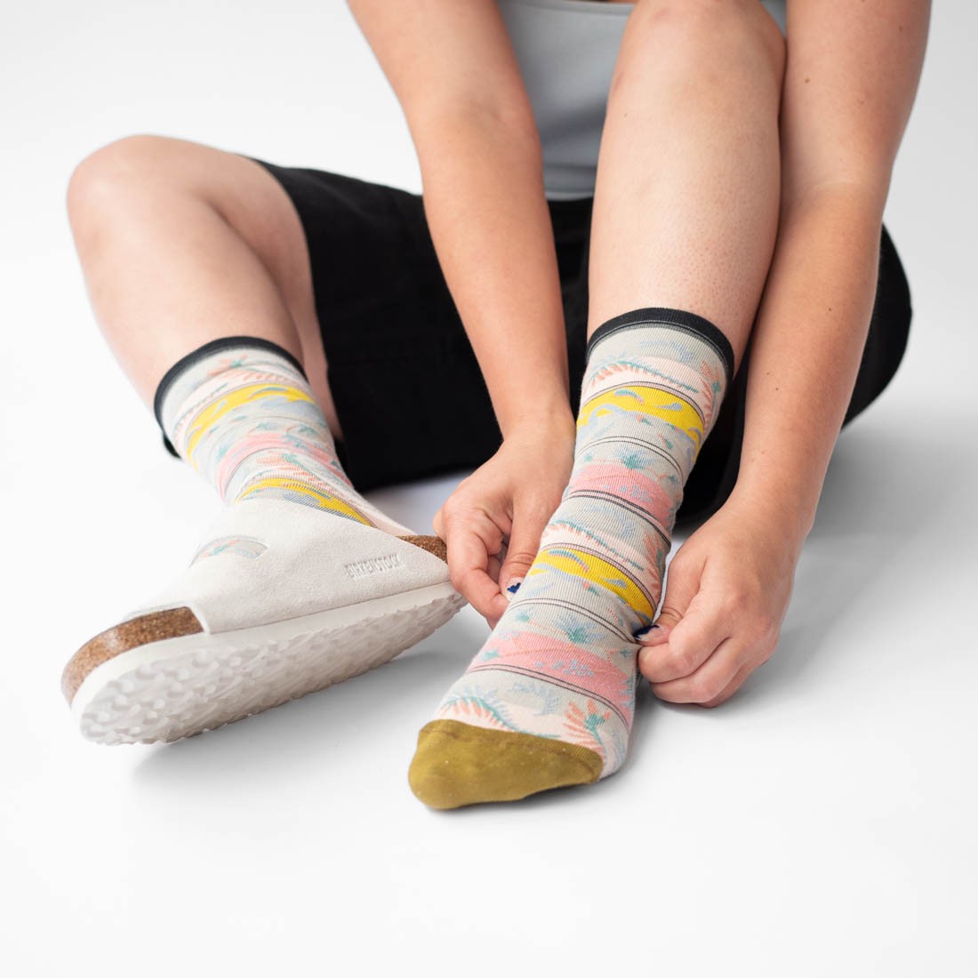 Chaussettes Cygne et fleurs