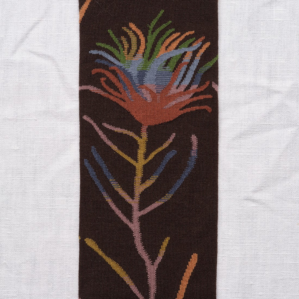 Dark Brown Flower Knee-Highs