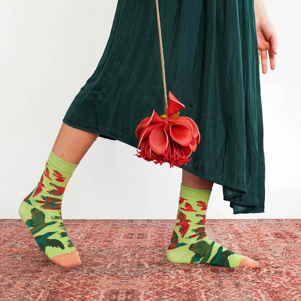 Lime Bird Socks