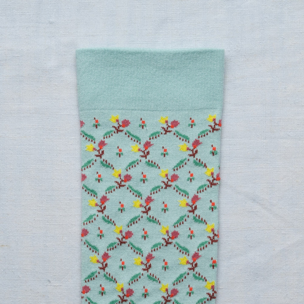 Toile de Jouy - Aqua Floral Trellis