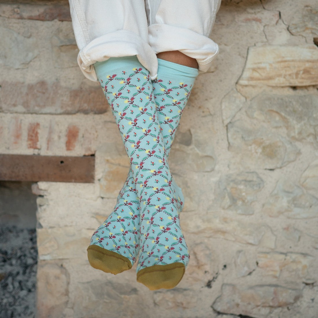 Toile de Jouy - Aqua Floral Trellis