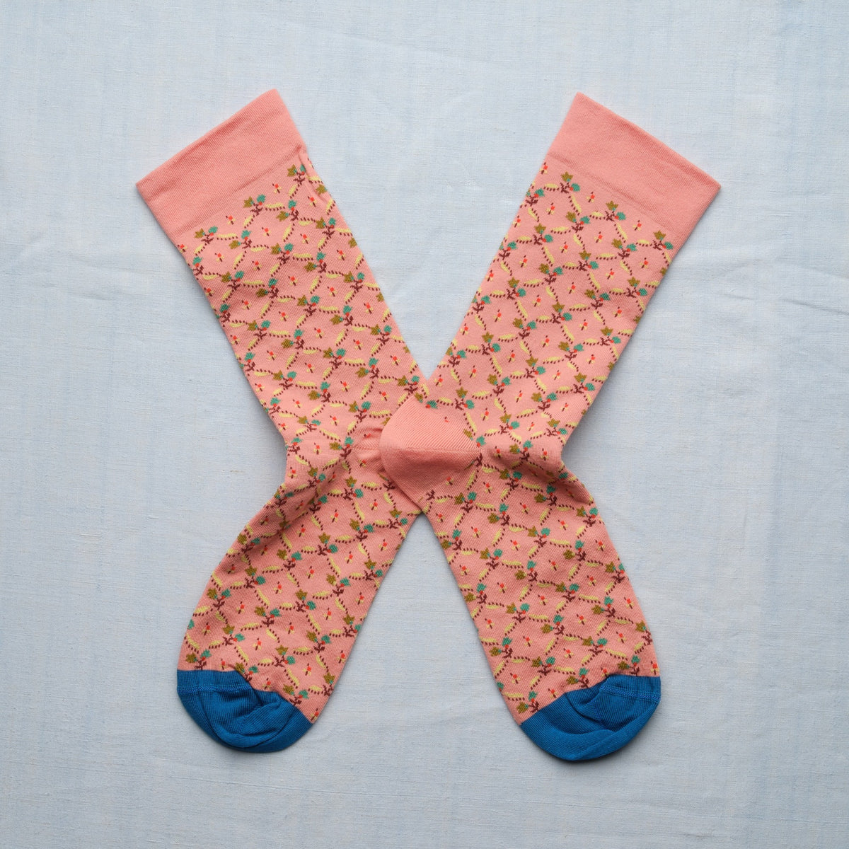 Chaussette Trellis Fleuri Rose Poudre