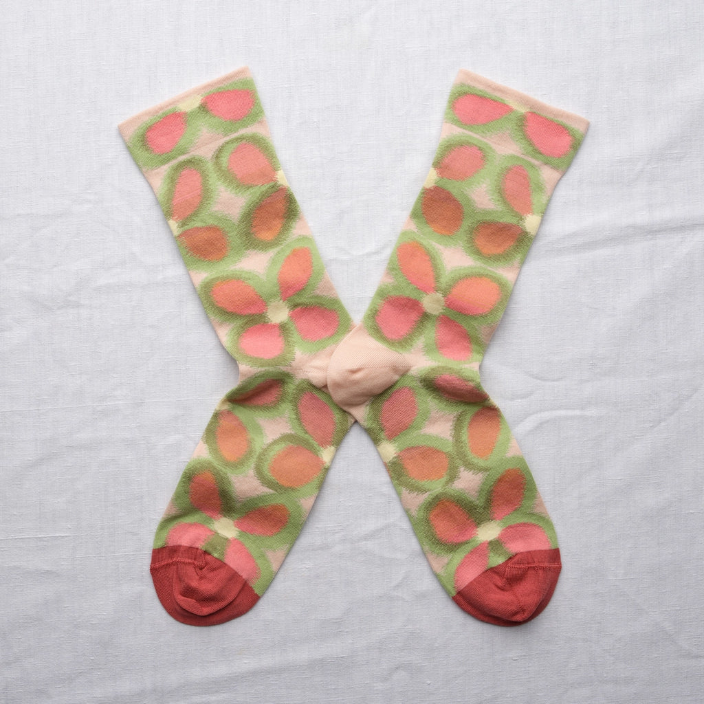 Chaussettes Fleurs Rose Bouton