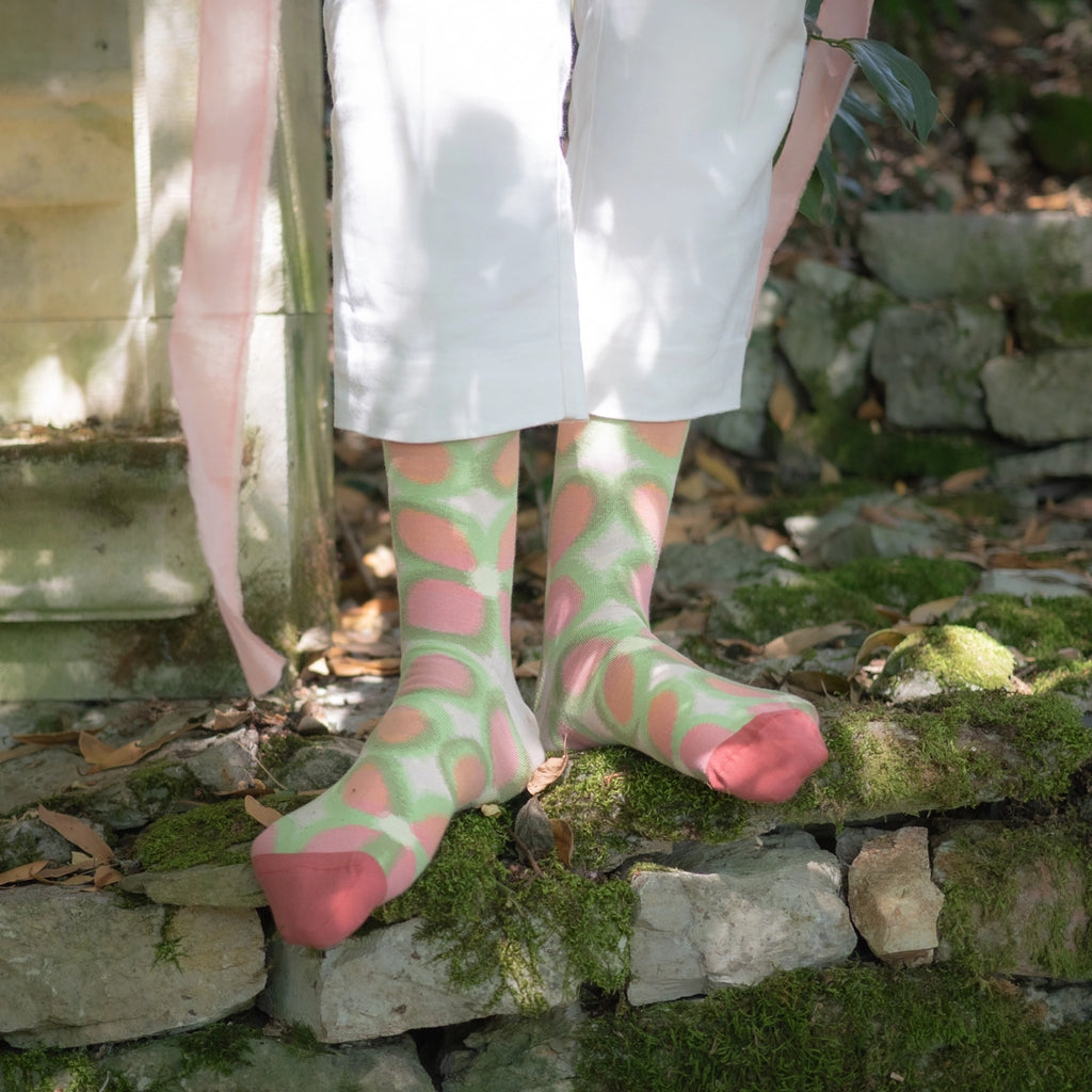 Pink Flower Button Socks