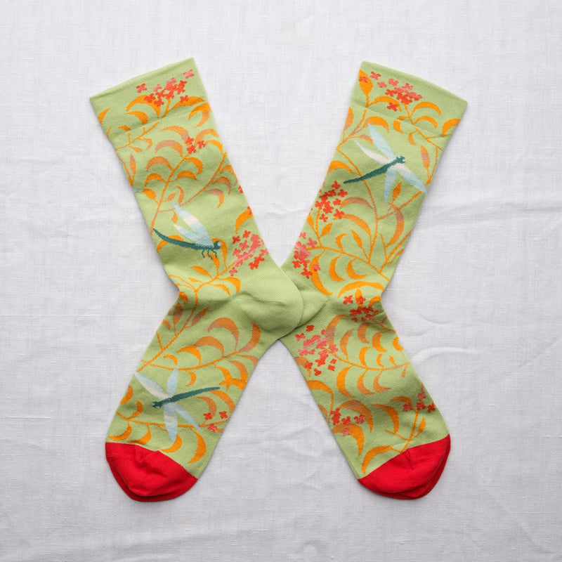 Lime Dragonfly Socks