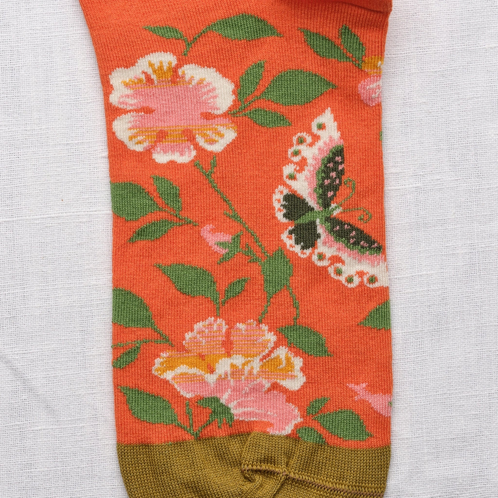 Orange Butterfly Ankle Socks