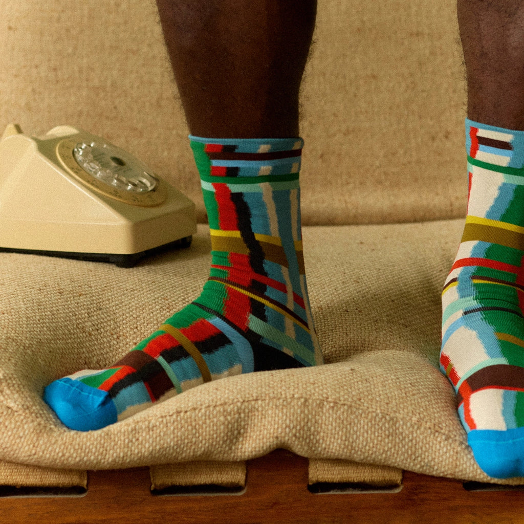 Chaussettes Carreaux Bleu Princier