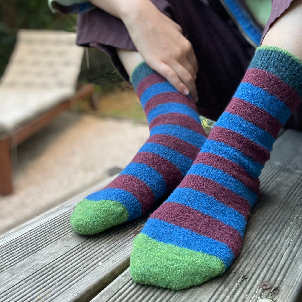 Chaussettes Mousse Rayures Indigo