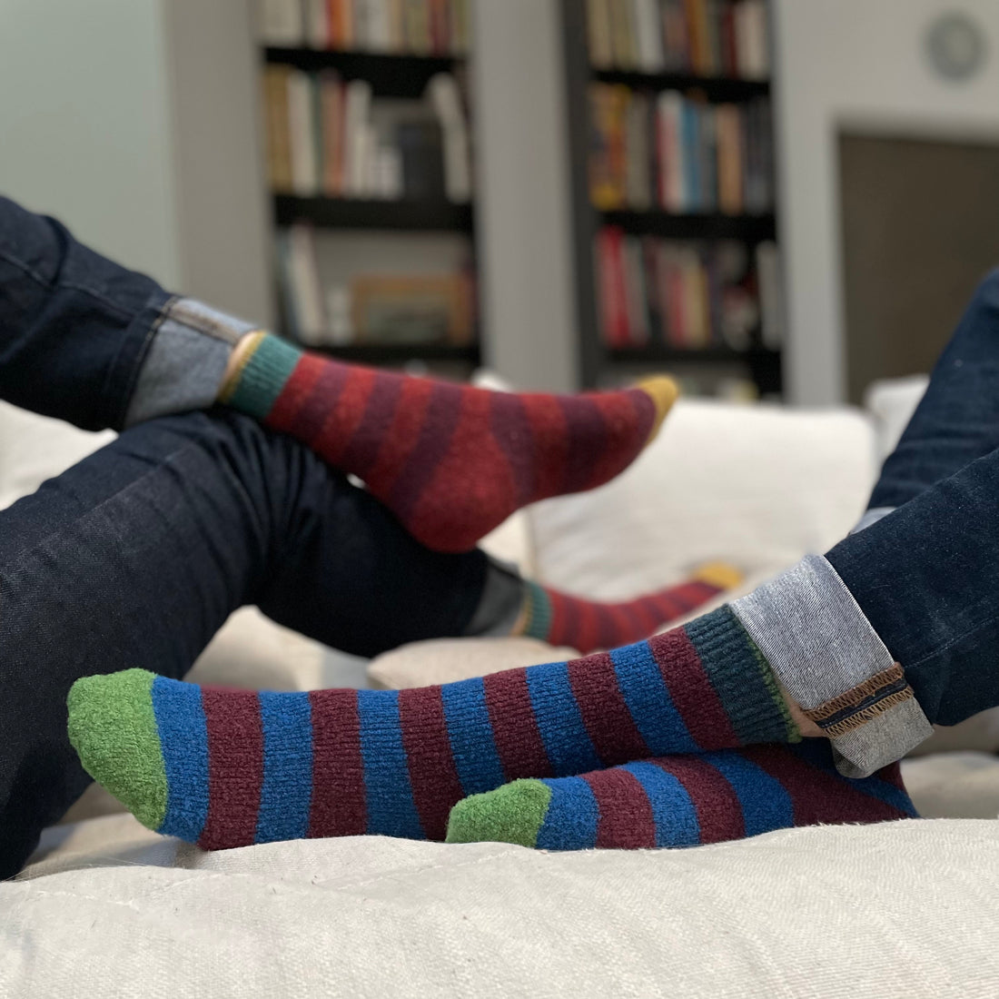 Chaussettes Mousse Rayures Indigo