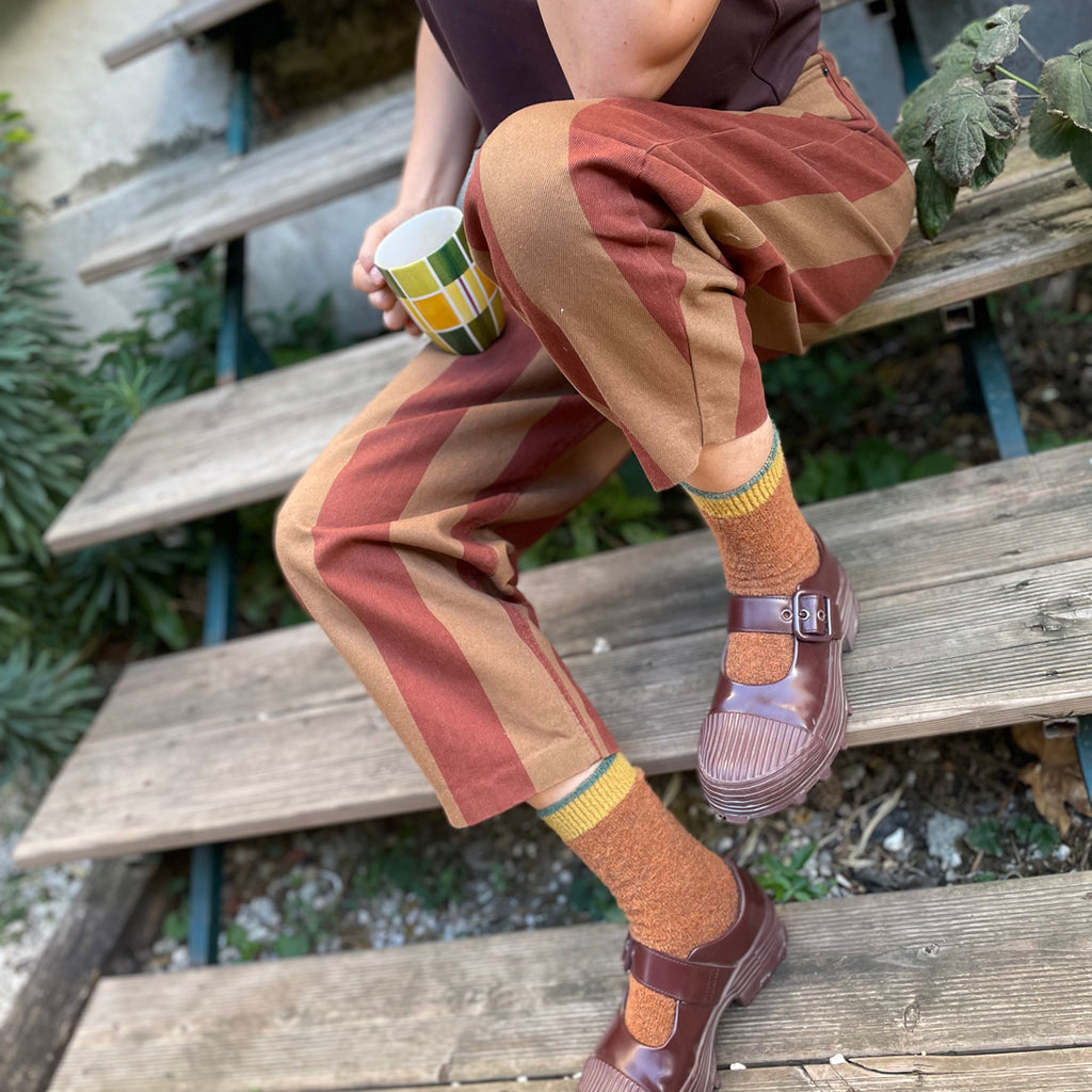Chaussettes Mousse Uni Caramel