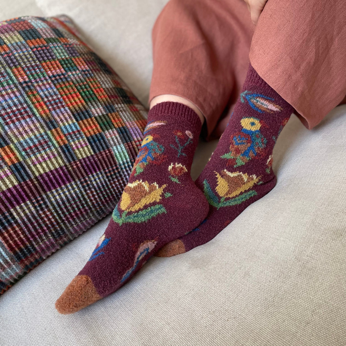 Chaussettes Mousse Fleurs & Oiseaux