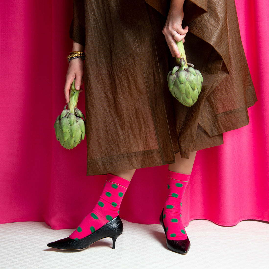 Chaussettes Pois Framboise