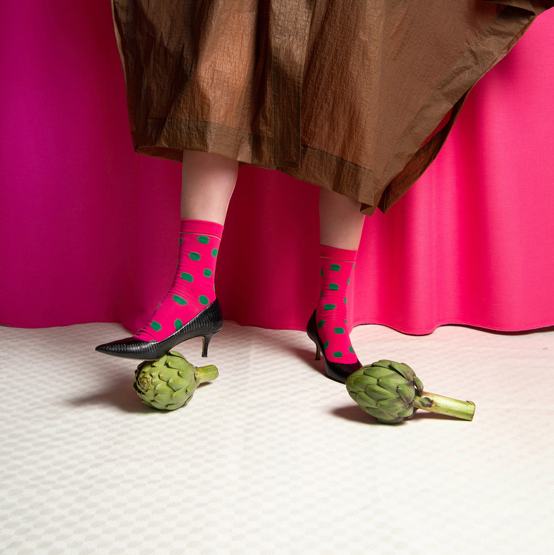 Chaussettes Pois Framboise