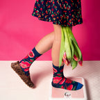 Chaussettes Les Fleurs Bleu Foncé