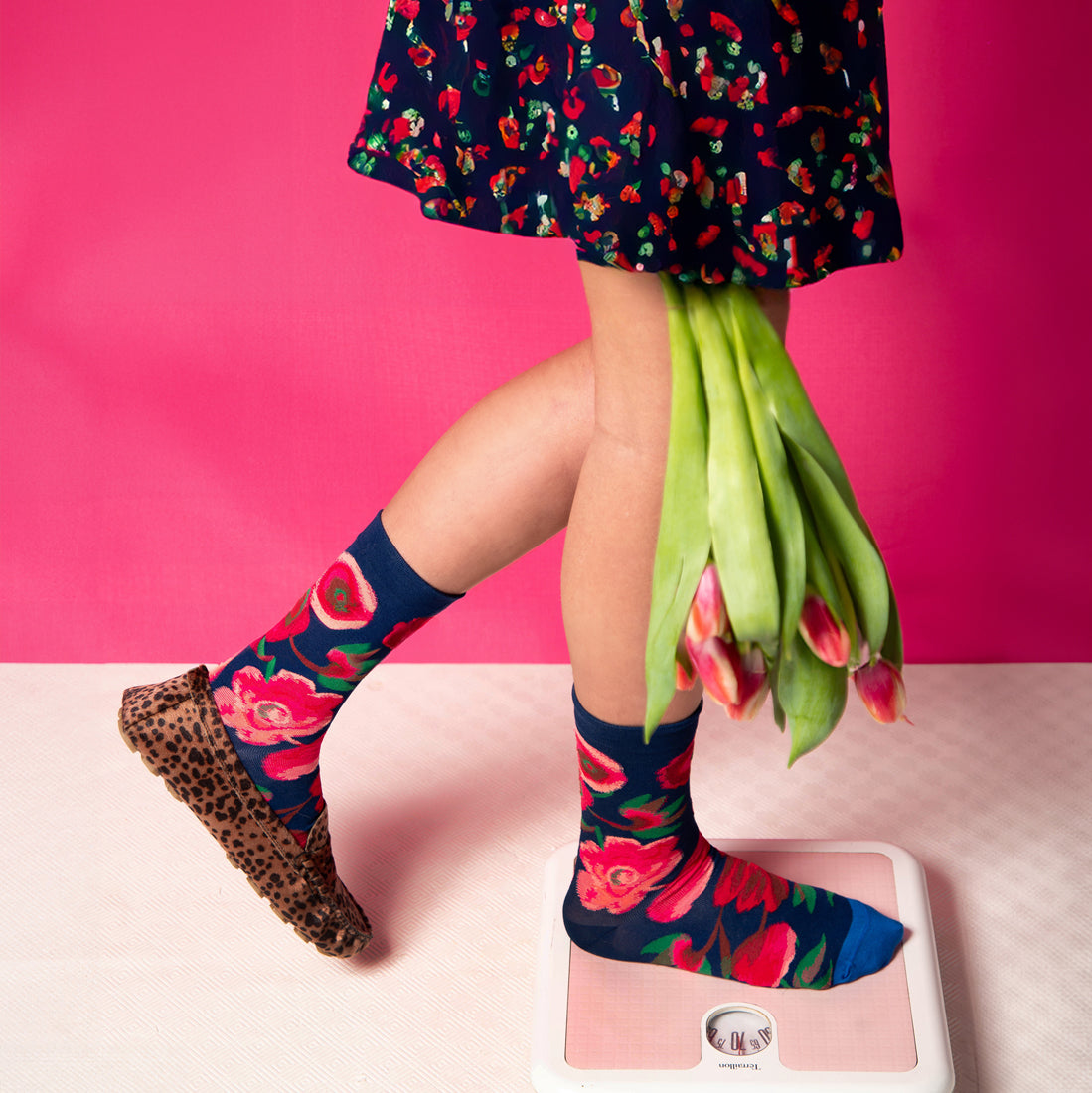 Chaussettes Les Fleurs Bleu Foncé