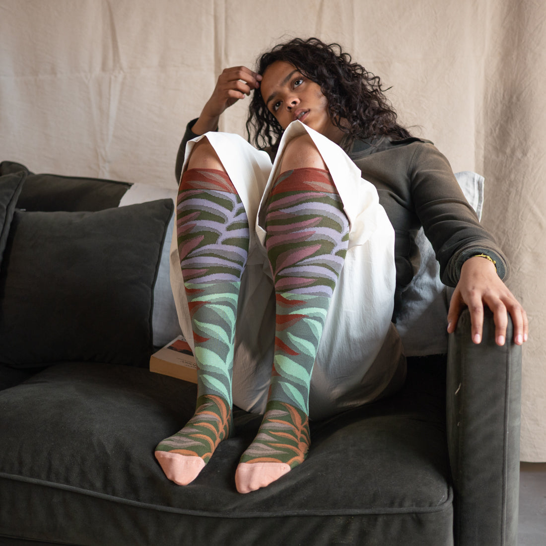 Leaf Pattern Knee-Highs