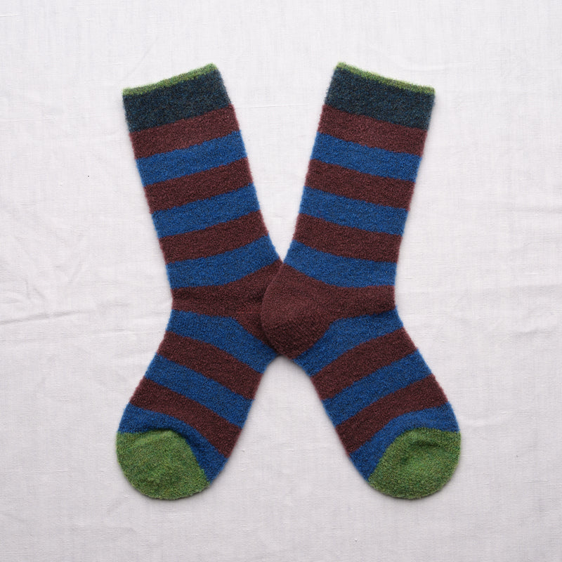 Chaussettes Mousse Rayures Indigo