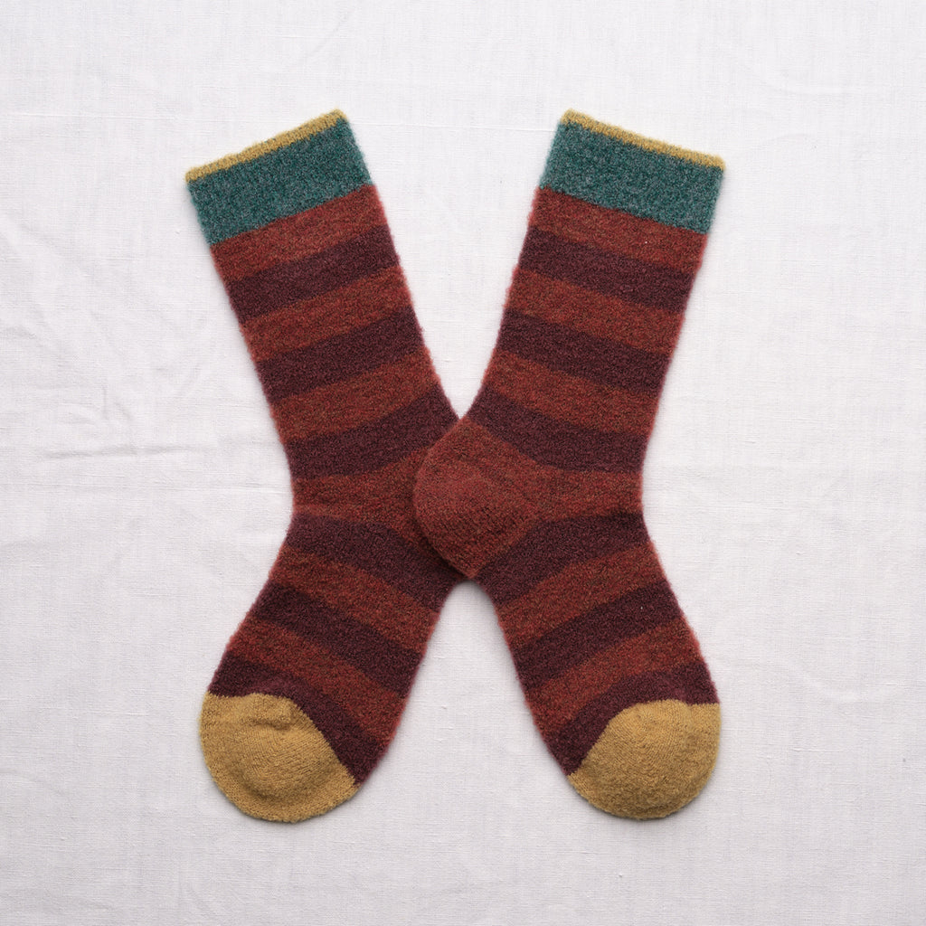 Chaussettes Mousse Rayures Rouille